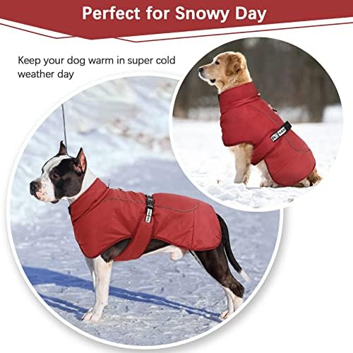 Rozkitch Casote de cachorro mais quente reflexivo Casaco de cachorro ajustável Casaco de inverno com fivela de gola alta da fivela para cães para cães para clima frio para casaco de inverno macio para cães médios extras grandes