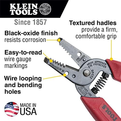 Klein Tools 1005 Ferramenta de corte/crimpagem e 11046 Stripper/cortador de arame 16-26 AWG encalhado, vermelho