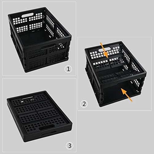 UTIAO Black dobrável caixa de armazenamento, caixa dobrável, caixa de leite de plástico, 3 pacotes