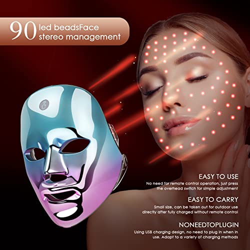 Yuesuo LED FACE FACE MASK LIGHT, Dispositivo anti -envelhecimento 7 Máscara facial do spa colorida para rejuvenescimento da pele Tratamento de acne