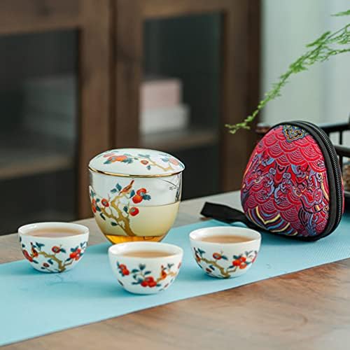 Conjunto de chá de cerâmica portátil de Mozeo, conjunto chinês de bule de porcelata kungfu, bule de chá all -in -one, filtro de