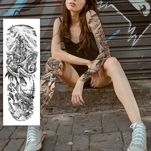 Tatuagem temporária, tela de luta branca padronizada com tatuagens de tatuagem falsa sexy 3D tatuagem extra -d'água extra grande,