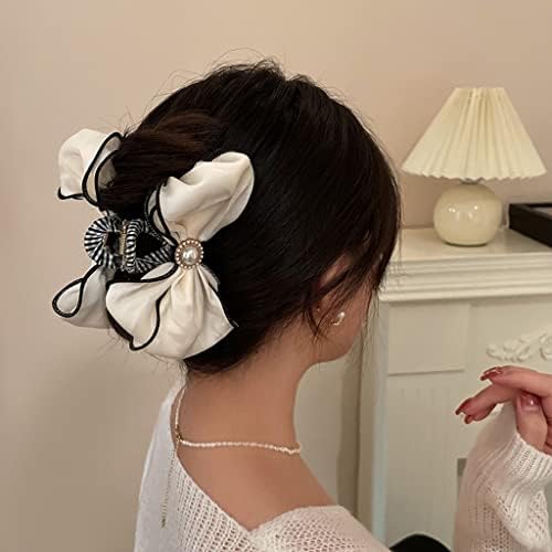 Crampos de cabelo Ribbon arco pérola clipe de garra clipe fofo para mulheres grils grampo de cabelo com barretas de caranguejo