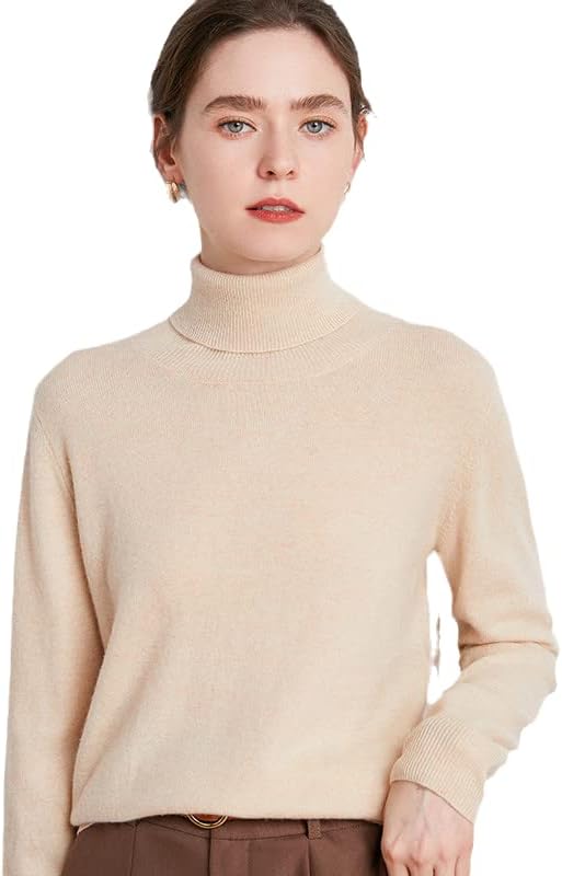 Sweater de lã Women's Winter Turtleneck Pullover rosqueado de manga comprida Tops de fundo de jumper