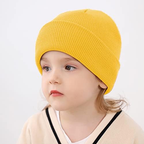 Uttpll menino menina malha quente chapéus de bebê grossa grossa de criança macia, gorro de algema com nervuras desleixadas