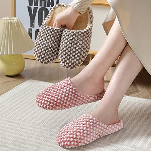 Slippers for Women Round Round Plush macio macio leve lã de lã forrada deslizante quente em chinelos chinelos femininos não deslizantes