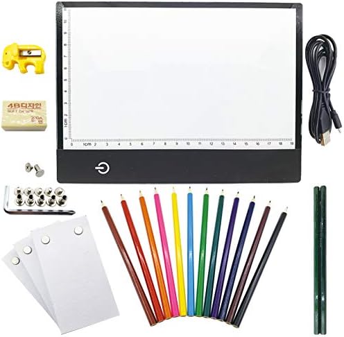 Canvall FlipBook Conjunto para desenho e rastreamento de animação, inclua: A5 LED Light Box, 540 páginas papel de folha solta animada, 2 HB +12 Lápis de desenho colorido, apontador de lápis, borracha e chave de fenda