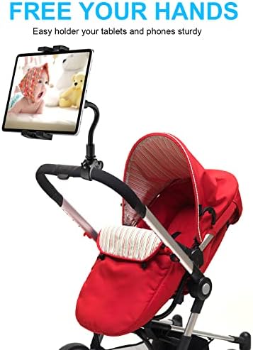 Suporte para iPad para carrinho para carrinho de bebê GOOSENECK, suporte de montagem de comprimido de comprimido ajustável
