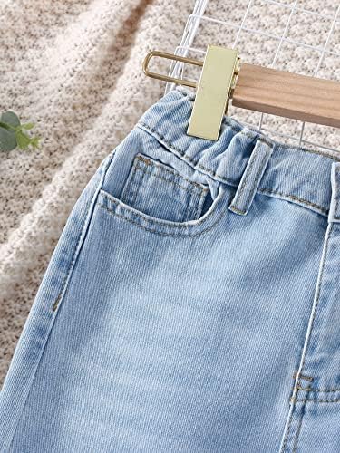 Calça de jeans de jeans inferior de cintura e cintura alta da menina de Wdirara