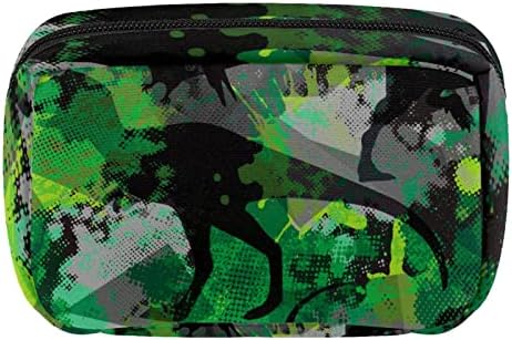 Bolsa de maquiagem inadequada, Dinosaur Green Cosmetics Bag portátil Tote de viagem Travel Case Organizer Accessorie Case