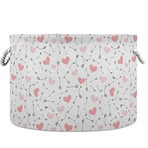 VISESUNNY VALENTINE ARSAGEM Pink Heart Laundry Cestas de tecido Bin Armazy Storage Box de armazenamento dobrável Basquete