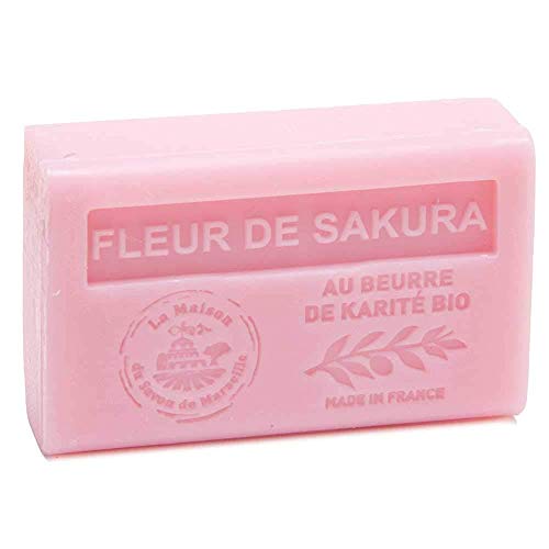 Maison Du Savon de Marselha - Sabão francês feito com manteiga de karité orgânica - Sakura Flower Fragrance - 125 gramas de barra
