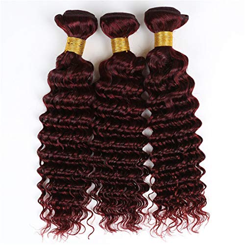 Borgonha Deep Wave Deep Brasil Virgin Hair Teave Com 4x4 Fechamento de renda 4pcs lote sem processamento Human Weft #99J Vinho vermelho Deep Curly Human Hair 3 Bundles