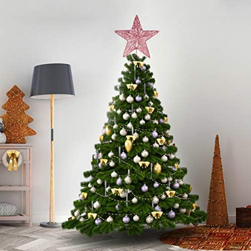 Decoração de casa Christmas Glitter Star requintada Treetop de ferro pentagrama para decoração de escritório de árvore de Natal