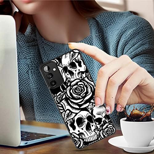 Caixa da carteira Jycuhtcl para Samsung Galaxy A13 5G Caixa de carteira com suporte para cartão Rose Flowers Skull Design Caixa de telefone para Galaxy A13 5G Caixa Coloque Cartão de Crédito Slot Tampa Durável à prova de choques