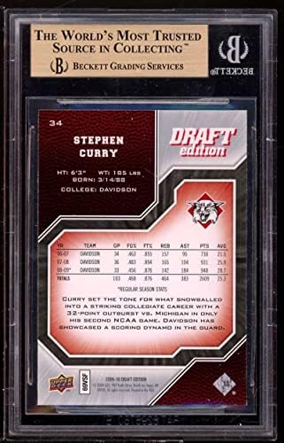 Stephen Curry Card 2009-10 Deck Upper De 34 BGS 9.5