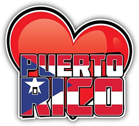 Porto Rico Art Flag Heart Travel Slogan Car Bumper Sticker Decal