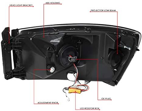 LED DRL Signal Sequencial Signal Black Clear Canto Projetor Faróis+Kit de Ferramenta Compatível com Dodge Ram Truck 06-09