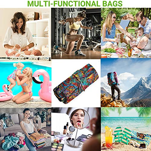 VISESUNNY Etnic Etnic Elephant Animal 2pcs bolsa molhada com bolsos com zíper para fraldas salateadas reutilizáveis ​​laváveis