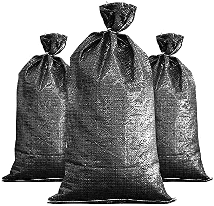 Sagos de areia pretos vazios com laços de 16 x 25 - Sacos de areia de polipropileno de tecido, sacos de areia para inundações,