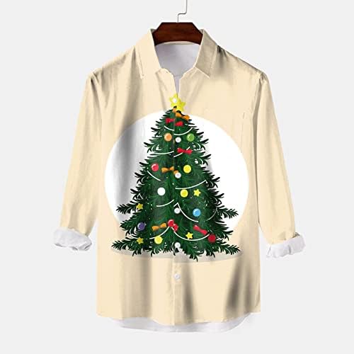 Wybaxz 2022 Men Natal Men casual Manga longa Autumn Winter Christmas 3D Camisas impressas da moda camisetas de blusa n Plus