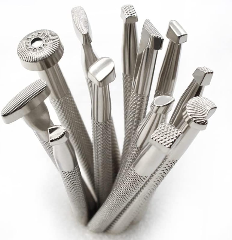 Kit de ferramentas de carimbo de couro combinado para padrões de trabalho para a mão de couro, design de carimbo de estampagem Padrões de escultura em impressão feita à mão -