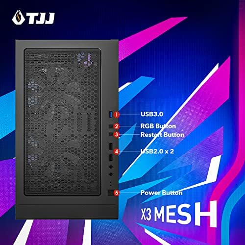 TJJ X3 Mesh Gaming PC Desktop Computer - Intel Core i3-12100f, NVIDIA GTX 1660 SUPER 6GB, 16GB DDR4 3200, 500 GB SSD, VR PRONTO, WIFI
