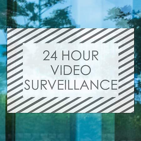 CGSignLab | Janela de vigilância por vídeo de 24 horas -Stripes White Janela se apega | 27 x18