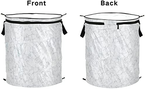 Marmore branco Pop -up Lavanderia cesto com tampa de cesta de armazenamento dobrável Bolsa de roupa dobrável para piqueniques