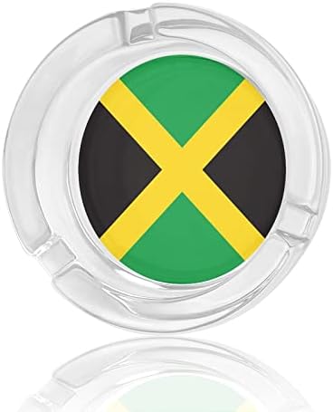 Bandeira jamaicana redonda de cinza de vidro para cigarros case fofa fumando bandeja de cinzas
