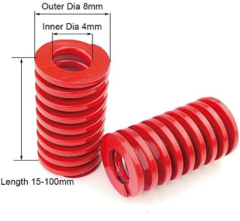 Substitua a mola sobressalente vermelha de carga média compressão mola diâmetro externo 18 mm diâmetro interno de 9 mm de molde de carga de molde 70-300mm 1pcs