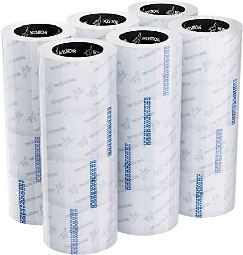 Fita de embalagem transparente de grau industrial PackStrong - 110 jardas por rolo - 3 de largura x 2,5 mil espessura,