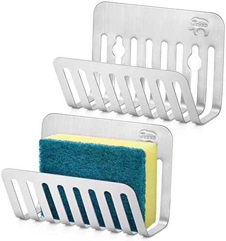 Suporte de esponja, suporte de sabonete de 2 pacote com ganchos e tiras adesivas de 3m bandeja de sabão montada na parede para chuveiro,