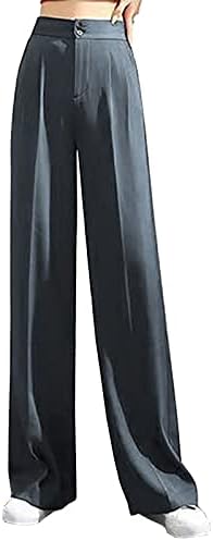 Calça de vestido lmsxct para mulheres elásticas cintura alta perna lisa calça calças de negócios casuais e confusos com bolsos