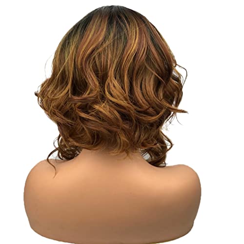 Wiginway Medium Curly Curly Wavy Auburn Blend Wigs para mulheres negras peruca sintética de aparência natural