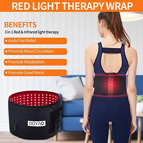 Cinturão de cintura de terapia de luz vermelha e infravermelha com modo de pulso, 2022 mais novo 880nm perto da terapia de luz infravermelha penetrante profunda para alívio da dor, terapia de luz vestível ajustável Warp para a cintura do joelho de volta