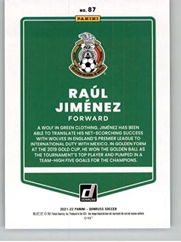 2021-22 Donruss Road to Qatar 87 Raul Jimenez México Cartão de comércio oficial de futebol em condição bruta
