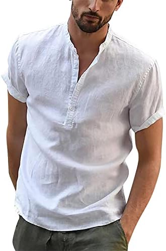 Camisa de manga comprida, primavera de linho de algodão casual de algodão masculino de primavera camisas de manga