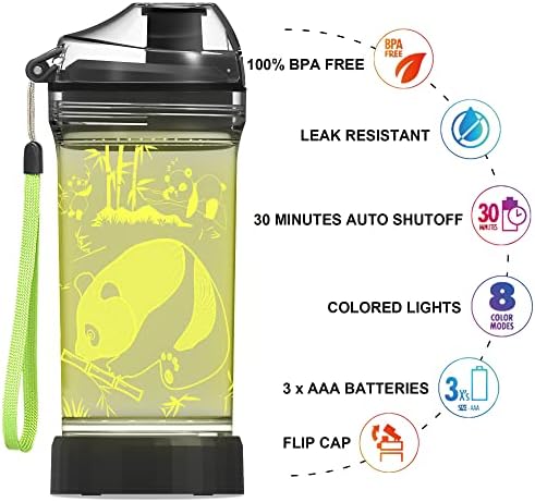 LAMPEEZ PANDA PARDE, PANDA BRANHA DE ÁGUA PARA CRIANÇAS BRANHA DE ÁGUA COM PROJETO 3D- 14 OZ Tritan BPA grátis ecologicamente