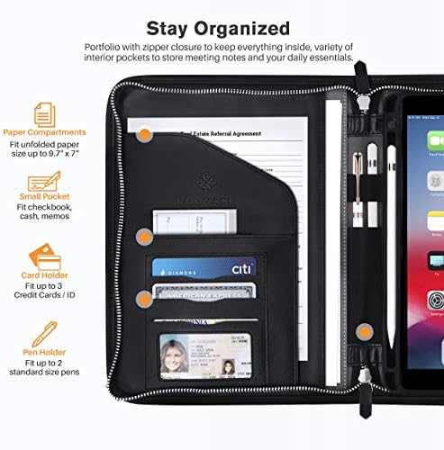 Caso Roocase Wilshire - iPad Air 10.5 2019 / iPad Pro 10.5 2017 Caso de portfólio executivo - Caso Magnetic para iPad, organizador,