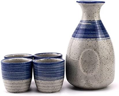 SLATIOM 5PCS/Set Ceramics Sake Cup Jug Japão Um pote de quatro xícaras de copo de vinícola de vinícola de viners