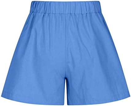 Shorts de linho de algodão para mulheres shorts de cintura alta de verão