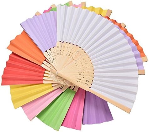 SGERSTE 9 Pacote Fan Bamboo Multicolor Fã de Hadheld Fan Fan dobrou Fan para festa de casamento e decoração de casa