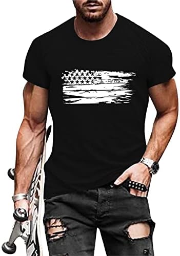 Xxbr masculino de camiseta da Independência Americana de Menções de Crewneck Stars And Stripes Prind Tee Camise