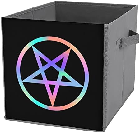 Magic Bright Bright Pentagram Storage Cubes com alças Bins de tecido dobrável Organizando cestas para prateleiras armário