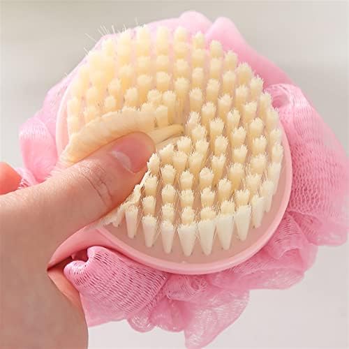 Escova de chuveiro mabek para a corporação maçaneta fricção bola de pincel de banho traseira bola de flor para cabelos macios adultos pincel de banho de propósito duplo