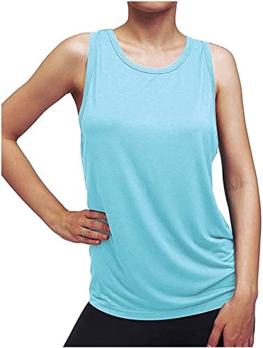 Camisa de colete da blusa para feminino sem mangas barril de algodão recorte Cami Camisole Tank Basic Sport Gym Running Top Sy