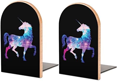 UNICORN Galaxy Wood Books Livros não esquiam Decorativo titular Livro Stop Prateleiras para Livros Heavy Books 1 Par de tamanho