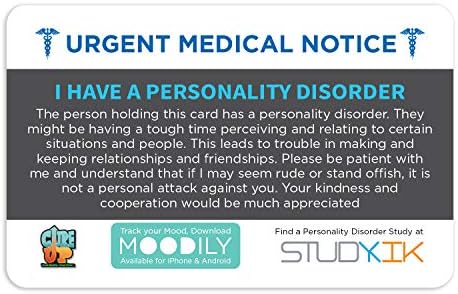 Eu tenho um cartão de assistência ao transtorno de personalidade 3 pcs