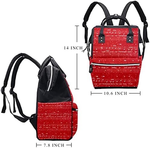 Mochila de viagem Guerotkr, bolsa de fraldas, bolsas de fraldas da mochila, partitura Feliz Natal Music Music Snowflake